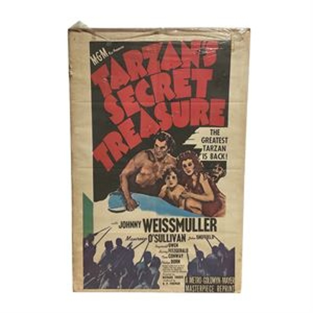1941 MGM Tarzan’s Secret Treasure Original Movie Poster  Johnny Weissmuller